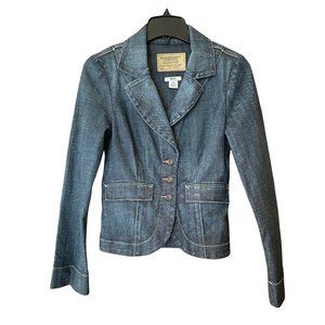 Guess Denim Jean Blazer Jacket Womens Size S Pockets Button Front Fitted Y2K